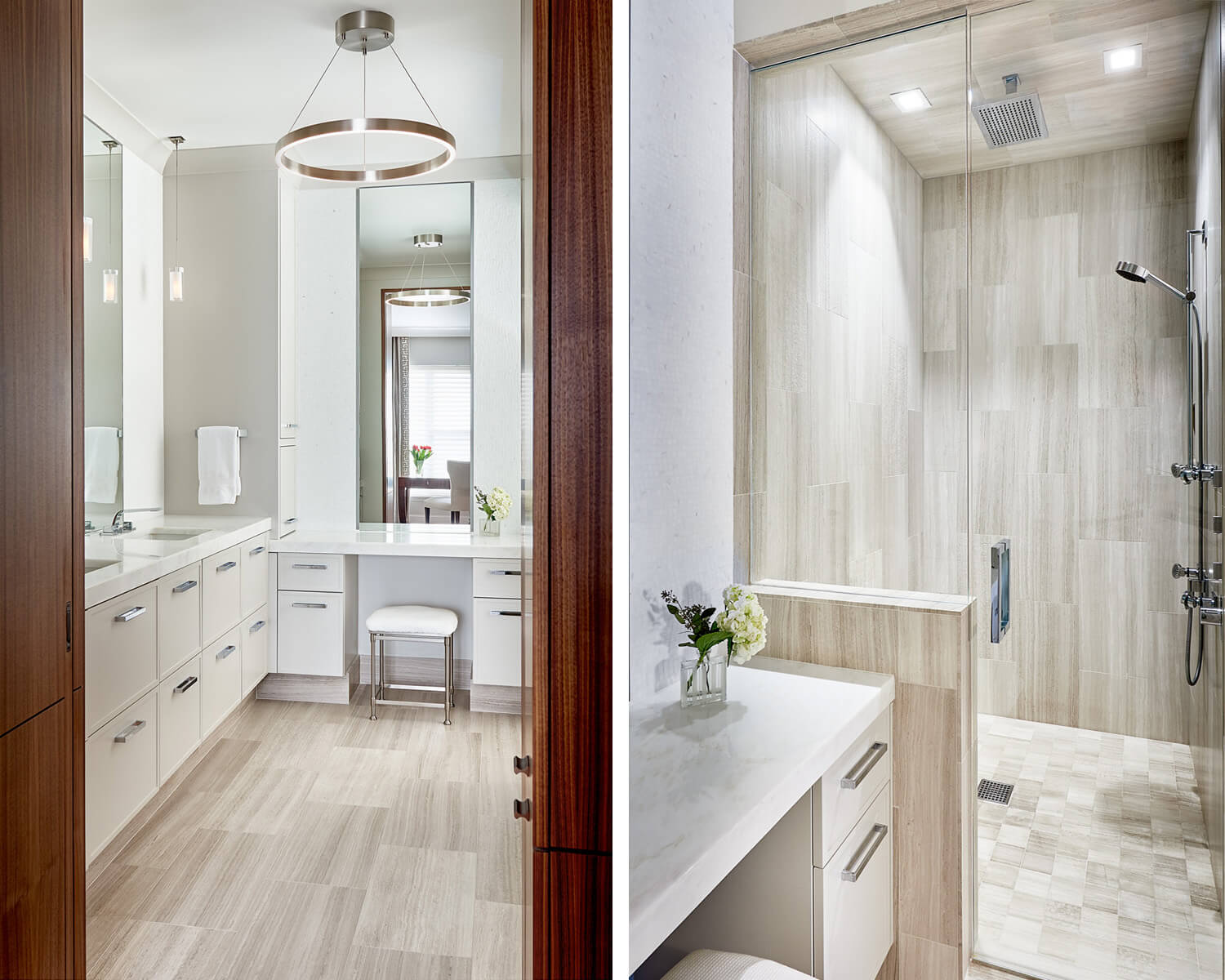 Bistany Design used Dutch Made custom cabinetry in this uptown bathroom remodel in Charlotte NC